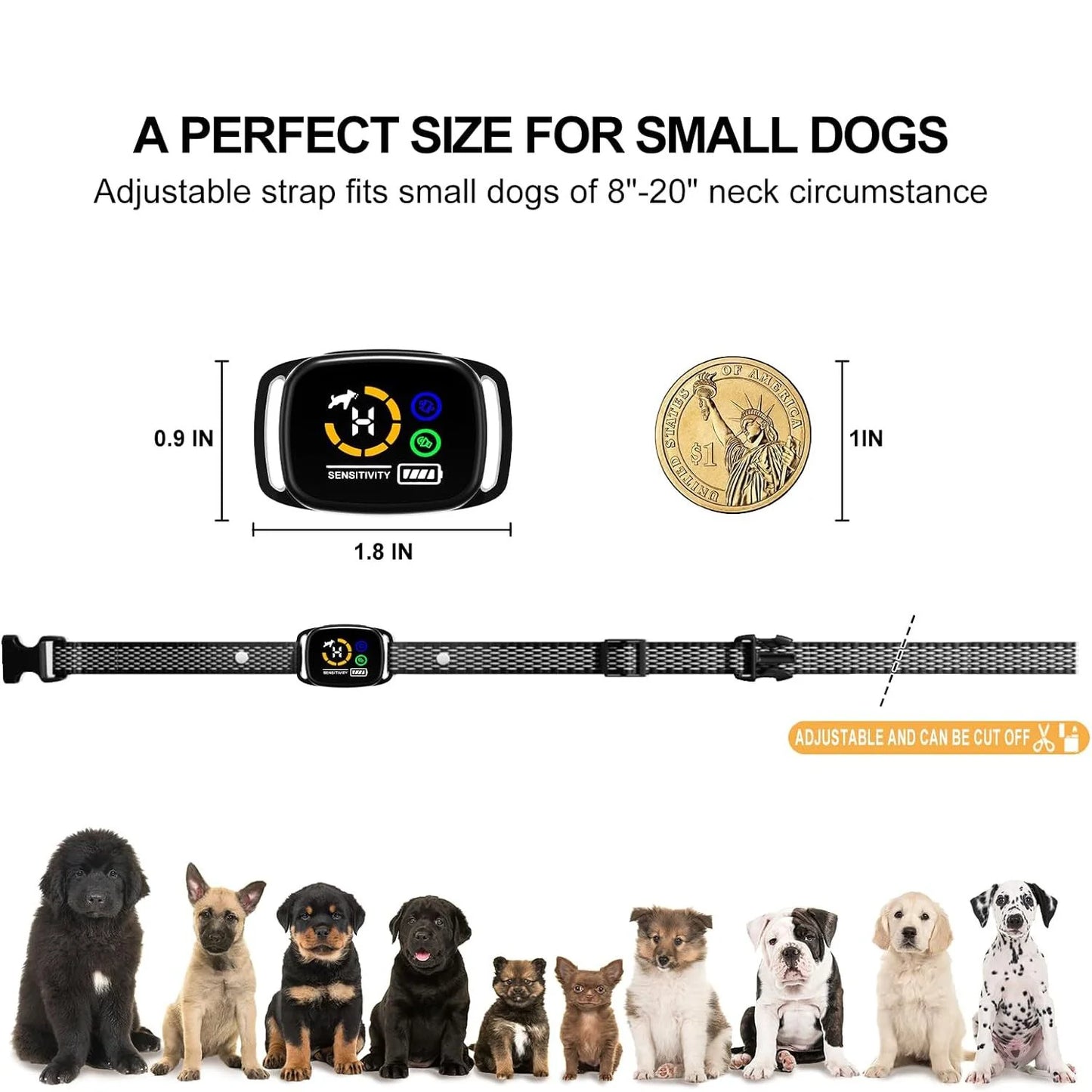 Dog Bark Collar - Rechargeable Smart anti Barking Collar for Dogs - Waterproof No Shock Bark Collar for Small/Medium Dogs - Shockless Bark Collar with 6 Adjustable Sensitivity Beep Vibration