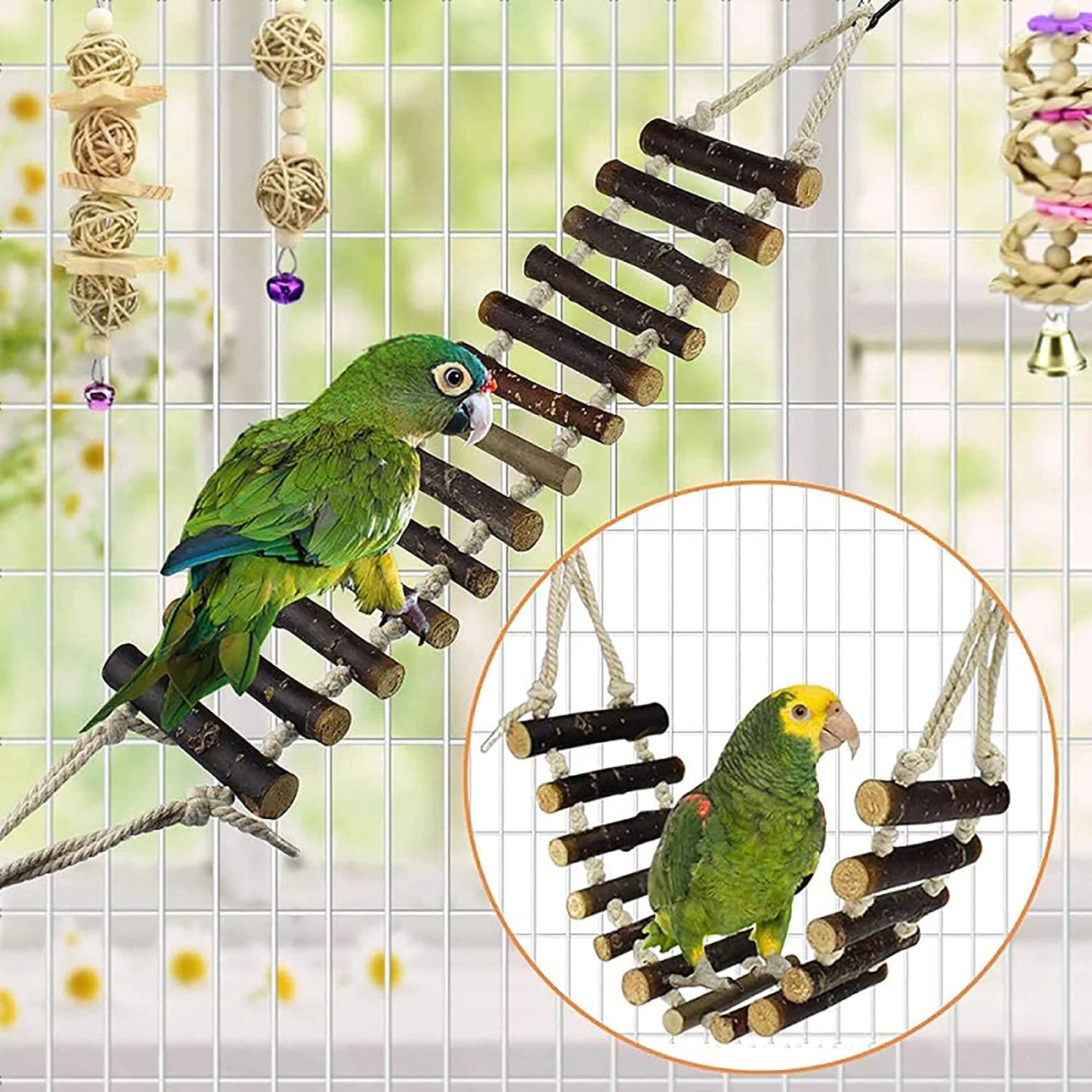 8 Pack Extra Large Bird Toys for Parakeet Toys for Bird Cage Accessories Parakeets Swing Chewing Toys,  Wooden Bird Toys for Cage Parrots Toys, Bird Training Toys, Parrot Hanging Swing